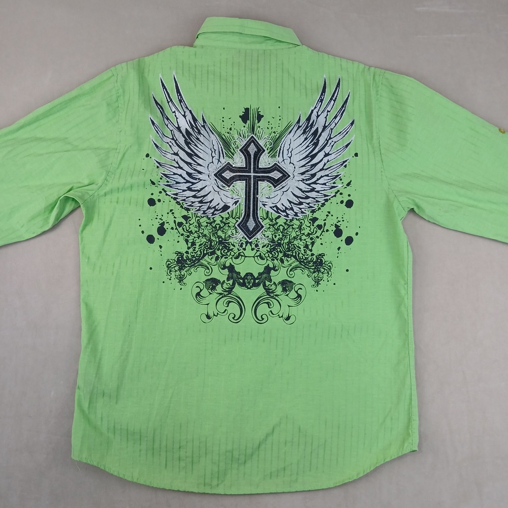 Patroncito Large Mens Shirt Button Long Sleeve Embroidered Affliction‎ 22x28